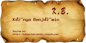 Kánya Benjámin névjegykártya